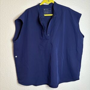 Figs Scrub Top Navy Oversized Pockets Medical Women XXL